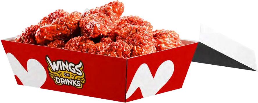 Wings & Drinks branded tray